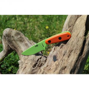 ESEE Izula Venom Green Fixed Blade Knife w/ Orange G10 Handles and Molded Polymer Sheath